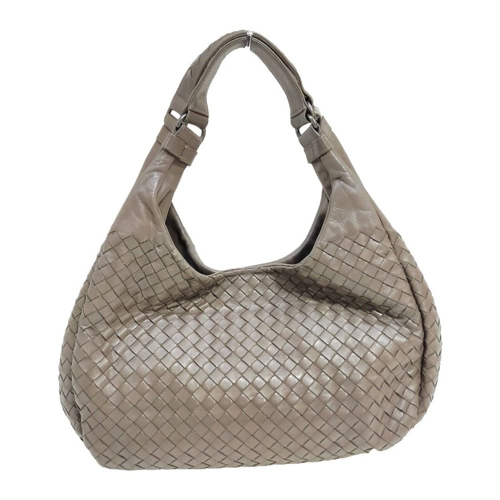 Authentic Bottega Veneta Shoulder Bag Brown Lamb Skin Used Handbag Vintage